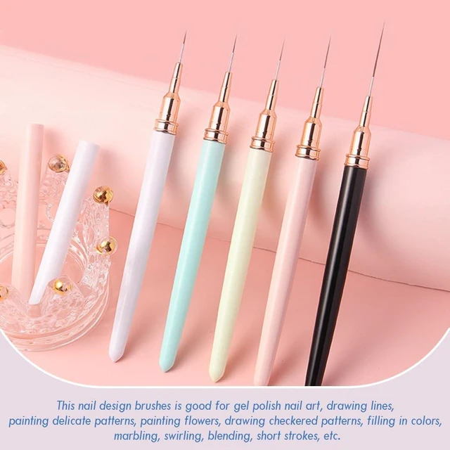 Alt view image 4 of 7 - Nail Art Liner Brushes, 5Pcs Gel Polish Painting Art Design Pen Set