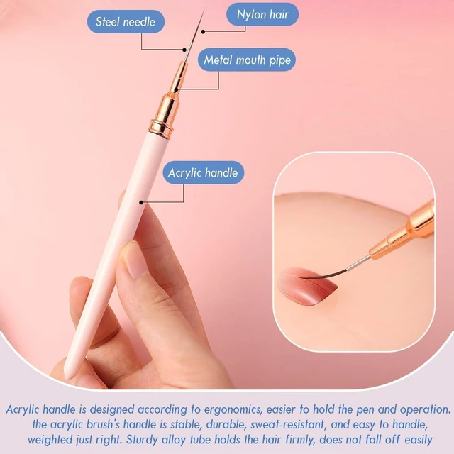 Alt view image 2 of 7 - Nail Art Liner Brushes, 5Pcs Gel Polish Painting Art Design Pen Set