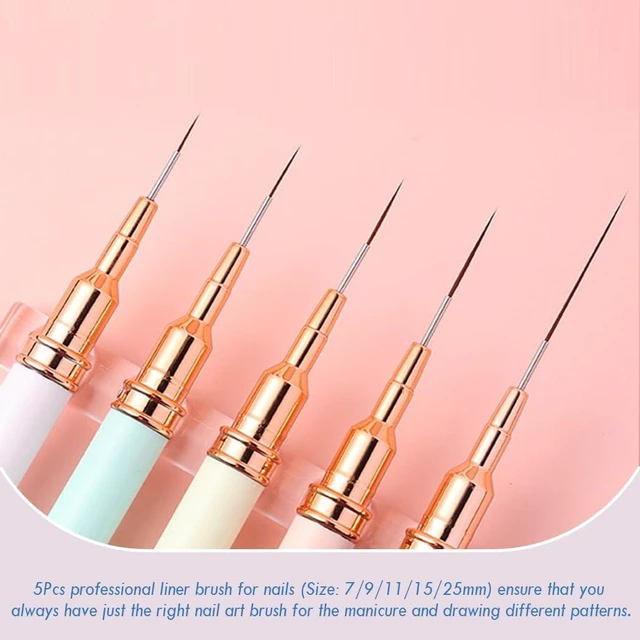 Alt view image 3 of 7 - Nail Art Liner Brushes, 5Pcs Gel Polish Painting Art Design Pen Set
