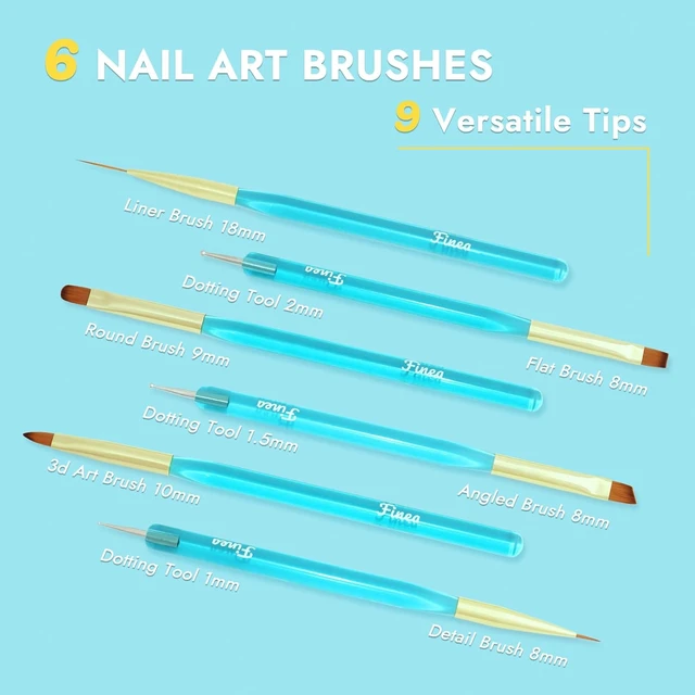 Alt view image 3 of 6 - Finea Nail Art Brushes and Dotting Tools 6pcs Set for Gel Polish Gold Blue