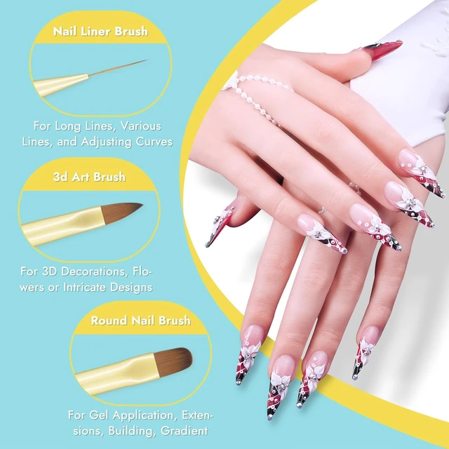 Alt view image 5 of 6 - Finea Nail Art Brushes and Dotting Tools 6pcs Set for Gel Polish Gold Blue