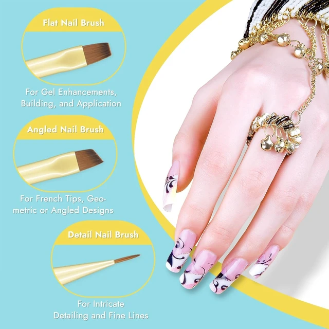 Alt view image 2 of 6 - Finea Nail Art Brushes and Dotting Tools 6pcs Set for Gel Polish Gold Blue