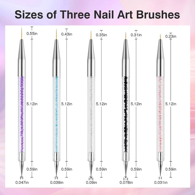 Alt view image 4 of 7 - Nail Art Brushes, 5 Pcs Nail Brush Set with Liner Brush and Dotting Pens