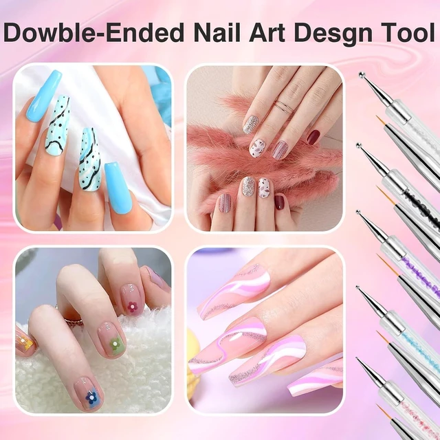 Alt view image 6 of 7 - Nail Art Brushes, 5 Pcs Nail Brush Set with Liner Brush and Dotting Pens