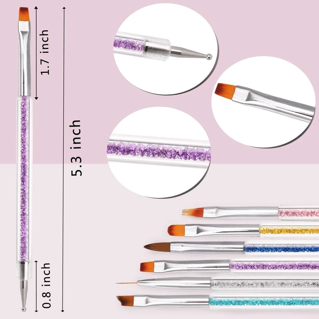 Alt view image 4 of 6 - iminoo 6PCS Nail Art Brushes,Double Ended Nail Liner Brush Dotting Pen Nail Art Point Drill Drawing Tools,Double Ended Nail Art Brushe for DIY Nail Art Designs (Style B)