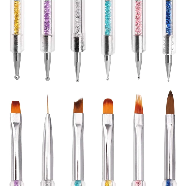 Alt view image 2 of 6 - iminoo 6PCS Nail Art Brushes,Double Ended Nail Liner Brush Dotting Pen Nail Art Point Drill Drawing Tools,Double Ended Nail Art Brushe for DIY Nail Art Designs (Style B)