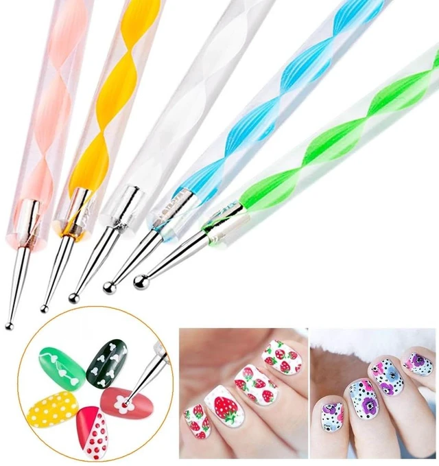 Alt view image 3 of 3 - FULINJOY Nail Dotting Tools 10 Pcs Kit, 5 Pcs Double-end Nail Dotting tools and 5 Pcs Nail Art Liner Brushes, Nail Art Design Tools