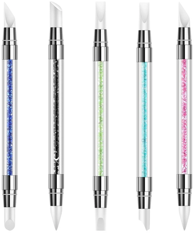 Main image of 5 Pcs Silicone Nail Tools Dual Tipped Nail Art Sculpture Pen Rhinestone Nail Polish Carving Pen Rubber Tip Nail Brushes