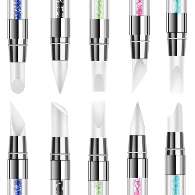 Alt view image 4 of 7 - 5 Pcs Silicone Nail Tools Dual Tipped Nail Art Sculpture Pen Rhinestone Nail Polish Carving Pen Rubber Tip Nail Brushes