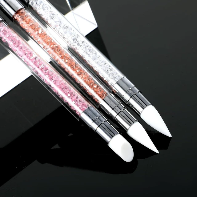 Alt view image 3 of 7 - 3 Pcs Nail Art Sculpture Pen, Dual Tipped Silicone Nail Art Tools