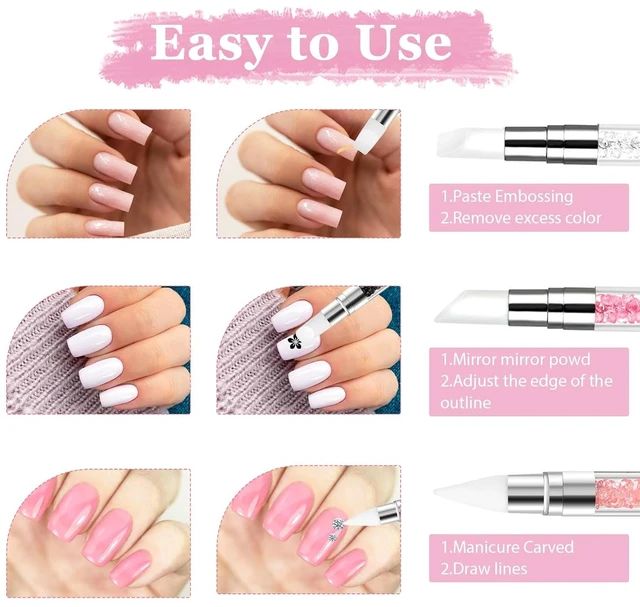 Alt view image 5 of 7 - 3 Pcs Nail Art Sculpture Pen, Dual Tipped Silicone Nail Art Tools