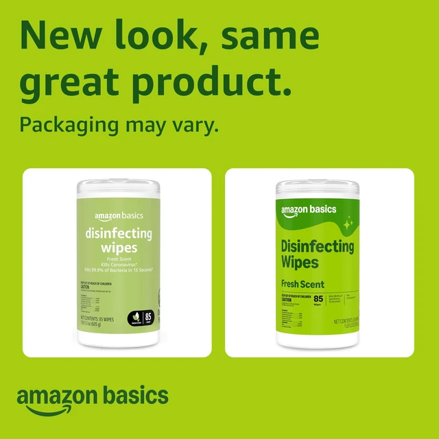Alt view image 2 of 6 - Amazon Basics Disinfecting Wipes, Fresh Scent, Sanitizes/Cleans/Disinfects/Deodorizes, 85 Count, for Hard Nonporous Surfaces