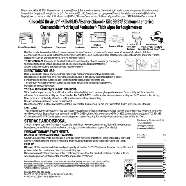 Alt view image 4 of 6 - Amazon Basics Disinfecting Wipes, Fresh Scent, Sanitizes/Cleans/Disinfects/Deodorizes, 85 Count, for Hard Nonporous Surfaces
