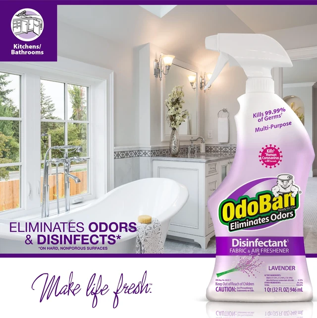 Alt view image 4 of 6 - OdoBan Ready-to-Use Disinfectant and Odor Eliminator, 32 Ounce Spray Bottle, Lavender Scent