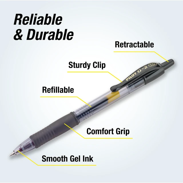Alt view image 2 of 6 - PILOT G2 Premium Gel Pens, Bold Point 1.0mm, Black Ink, 2-Pack