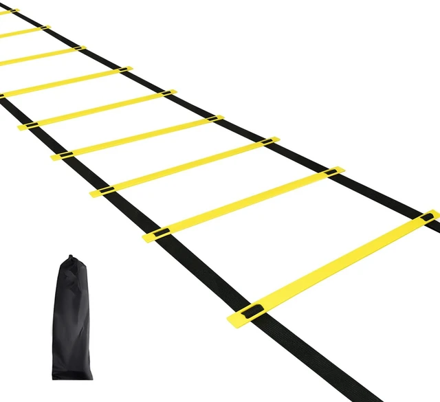 Main image of 12 Rungs Agility Ladder Set, Training Ladder with Steel Stakes and Carry Bag for Soccer, Speed Fitness Feet Training