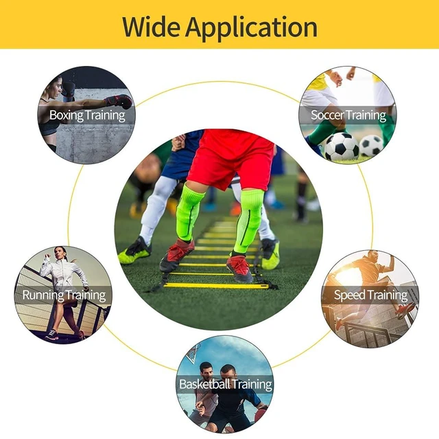 Alt view image 7 of 7 - 12 Rungs Agility Ladder Set, Training Ladder with Steel Stakes and Carry Bag for Soccer, Speed Fitness Feet Training