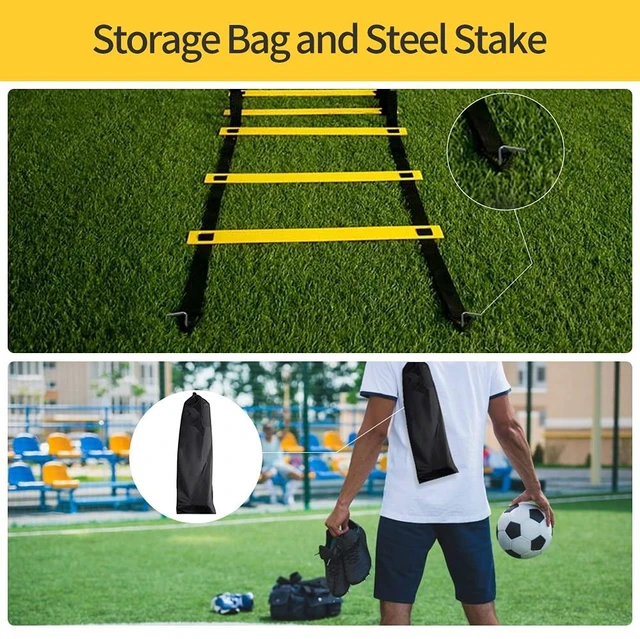 Alt view image 5 of 7 - 12 Rungs Agility Ladder Set, Training Ladder with Steel Stakes and Carry Bag for Soccer, Speed Fitness Feet Training