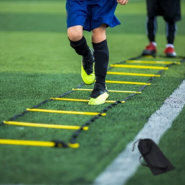 Alt view image 3 of 7 - 12 Rungs Agility Ladder Set, Training Ladder with Steel Stakes and Carry Bag for Soccer, Speed Fitness Feet Training