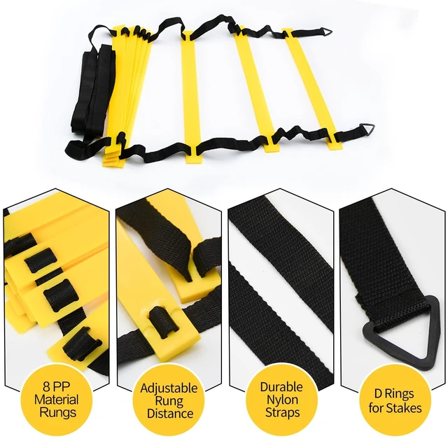 Alt view image 6 of 7 - 12 Rungs Agility Ladder Set, Training Ladder with Steel Stakes and Carry Bag for Soccer, Speed Fitness Feet Training