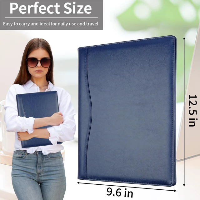 Alt view image 5 of 6 - Professional Padfolio Portfolio Binder, Faux Leather, Blue