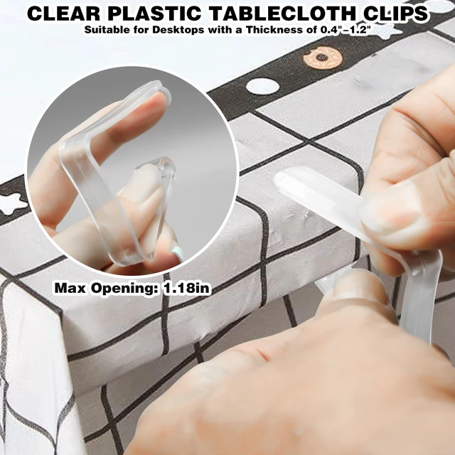 Alt view image 3 of 7 - 48 Pcs Plastic Table Cloth Holder - Clear Clips for Outdoor Picnic Tables, Skirt Clip to Hold Down Tablecloth for Party Events