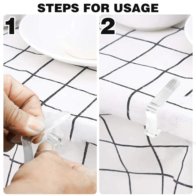 Alt view image 5 of 7 - 48 Pcs Plastic Table Cloth Holder - Clear Clips for Outdoor Picnic Tables, Skirt Clip to Hold Down Tablecloth for Party Events