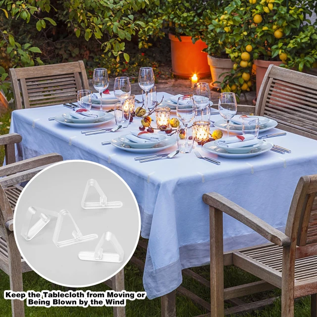 Alt view image 4 of 7 - 48 Pcs Plastic Table Cloth Holder - Clear Clips for Outdoor Picnic Tables, Skirt Clip to Hold Down Tablecloth for Party Events