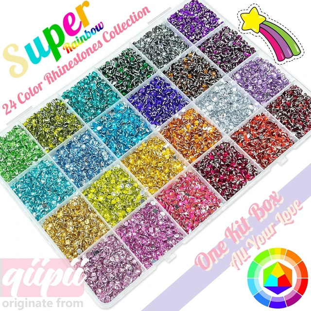 Alt view image 7 of 7 - qiipii 24000PCS 24 Color 3mm Crystal Resin Rhinestones Flatback SS10 Colorful Rainbow Stones Gems Diamonds for Nails Face Eyes Makeup Tumblers Bottles DIY Crafts Bedazzling Crafting Clothes Shoes