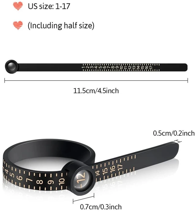 Alt view image 2 of 6 - Meowoo Ring Sizer Measuring Tool with Magnifier, for Ring Measurer and Ring Sizer Clear and Intuitive Reading. Plastic Ring Sizer with Lens, 1-17