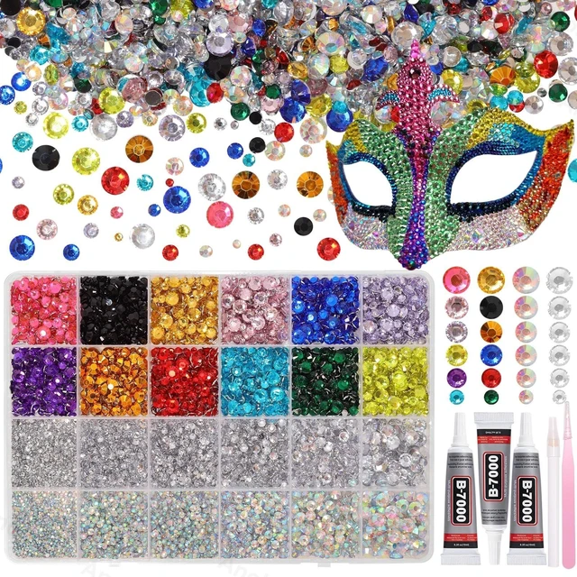 Main image of 26000PCS Colorful Resin Flatback Rhinestones for Crafting, Bedazzling Kit
