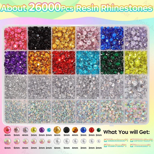 Alt view image 5 of 6 - 26000PCS Colorful Resin Flatback Rhinestones for Crafting, Bedazzling Kit