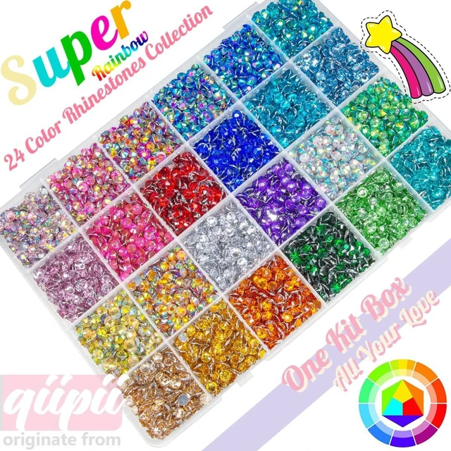 Alt view image 7 of 7 - qiipii 12600Pcs 24 Color 4mm Crystal AB Resin Rhinestones w B7000 Glue for Bedazzling Crafting Colorful Flatback Stones Crystals Gems Diamonds Charms for Nails Eyes Face Makeup Tumblers Bottles Crafts