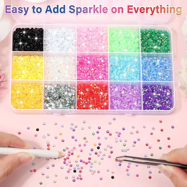 Alt view image 3 of 7 - B-7000 Glue with 15000Pcs Craft Rhinestones, Resin Jelly Rhinestones Flat Back Gems Crystals for Crafts Bling with Fabric Glue for Crafting Tumblers, Wedding Shoes Graduation Cap Decor