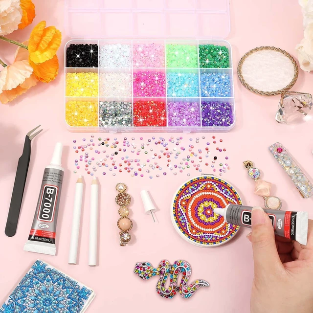 Alt view image 7 of 7 - B-7000 Glue with 15000Pcs Craft Rhinestones, Resin Jelly Rhinestones Flat Back Gems Crystals for Crafts Bling with Fabric Glue for Crafting Tumblers, Wedding Shoes Graduation Cap Decor