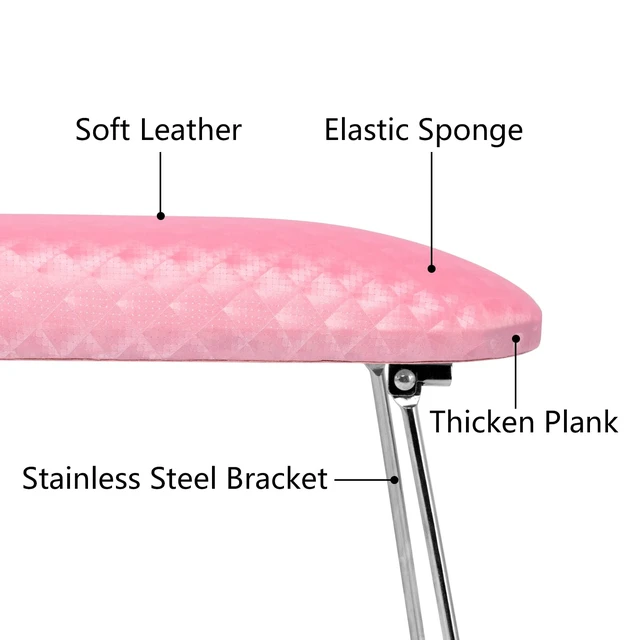 Alt view image 5 of 6 - Krofaue Arm Rest for Nails Tech, Professional Microfiber Leather Nail Hand Rest Stand Arm Rest for Acrylic Nails Cushion Hand Holder with Non-slip - Nail Technician Use Must Have (Pink)