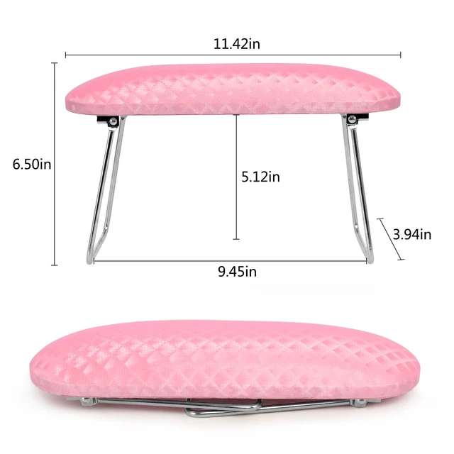 Alt view image 2 of 6 - Krofaue Arm Rest for Nails Tech, Professional Microfiber Leather Nail Hand Rest Stand Arm Rest for Acrylic Nails Cushion Hand Holder with Non-slip - Nail Technician Use Must Have (Pink)