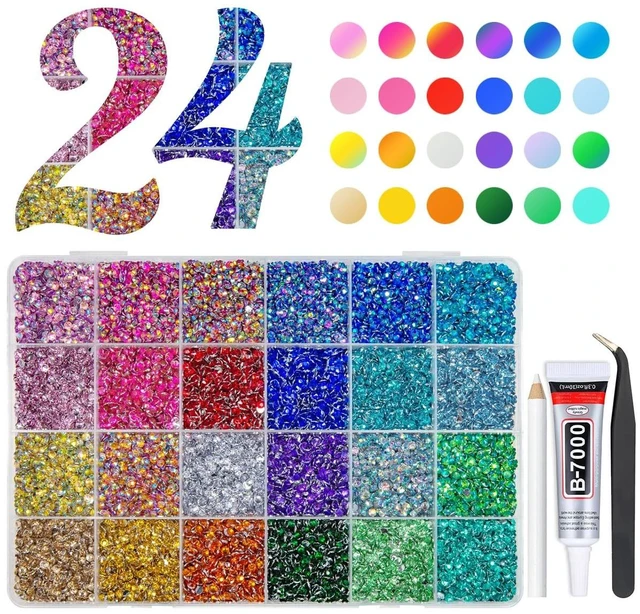 Main image of qiipii 24 Color 3mm Crystal AB Resin Rhinestones for Bedazzling Crafting