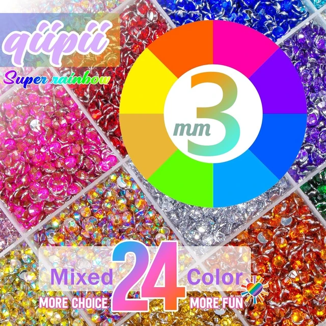 Alt view image 2 of 7 - qiipii 24 Color 3mm Crystal AB Resin Rhinestones for Bedazzling Crafting