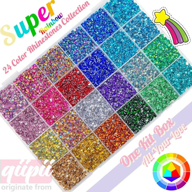 Alt view image 3 of 7 - qiipii 24 Color 3mm Crystal AB Resin Rhinestones for Bedazzling Crafting