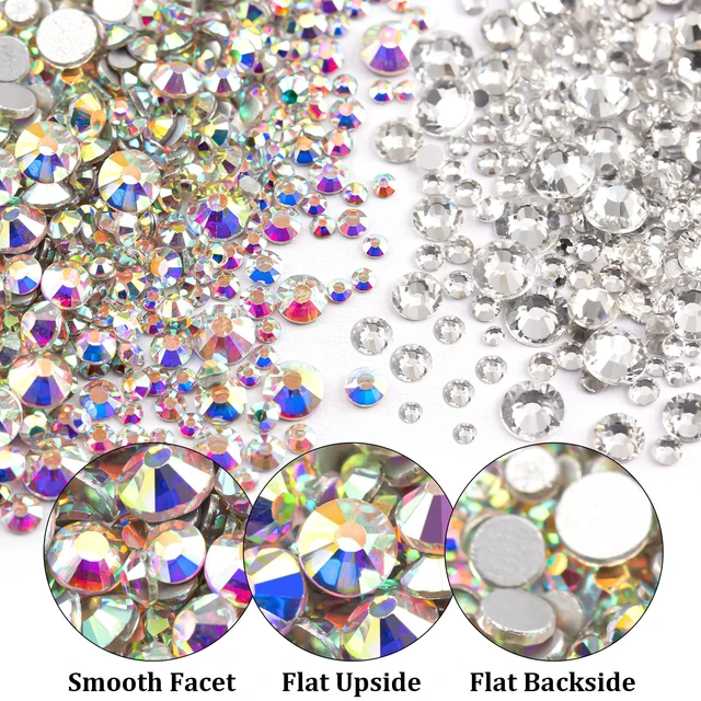 Alt view image 5 of 6 - Two Packs of Flatback Rhinestones 4520 Pcs Crystal, Colorful Rhinestones for Nails, Multicolored+ AB+Transparent White Gems with Picker Tools for Bedazzling Nail Crafting Face Makeup