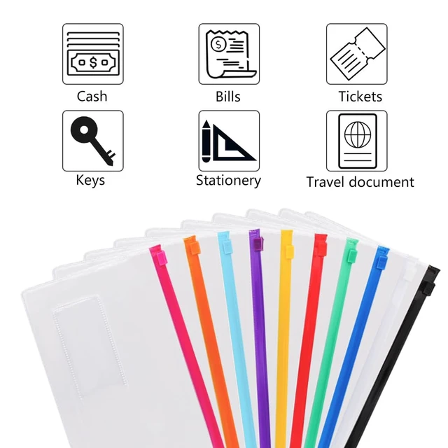 Alt view image 4 of 6 - EOOUT 24pcs Poly Zip Envelope, Plastic Envelope, Reusable Envelopes, 9 x 4.7 Inches, A6 Size, 10 Colors, for Office Supplies