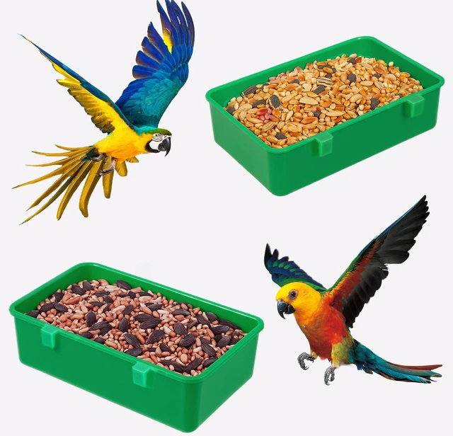 Main image of 2 Pack Bird Cage Feeder, Hanging Plastic Food Water Bowls, Parakeet Cage