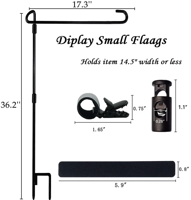 Alt view image 7 of 7 - Garden Flag Stand-Holder-Pole with Flag Stopper and Clip Waterproof Powder-Coated Paint for House Flags,Decorative Yard Seasonal Flags