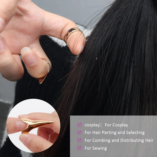 Alt view image 3 of 6 - Hair Parting Tools Set, 17 Pieces Including Hair Parting Rings, Sectioning Clips, Rat Tail Combs, Magnetic Wrist Pin Holder for Braiding (Purple)