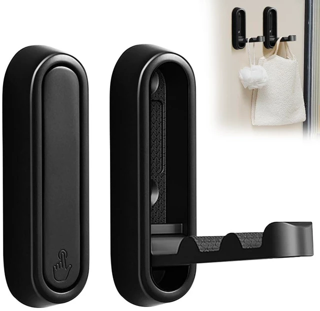 Main image of 2pcs Foldable Hooks for Entryway, Black Folding Wall Hook, Living Room, Bedroom - Space Saving Folding Walled Hook for Coat, Backpack, Purse & Keys (2pcs Black Hooks)