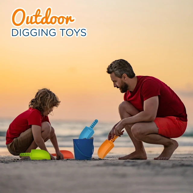 Alt view image 3 of 6 - 4E's Novelty Beach Shovels for Kids, 4 Pack, 8 Inch, Heavy Duty Plastic, Sandbox and Garden Digging Tools for Toddlers