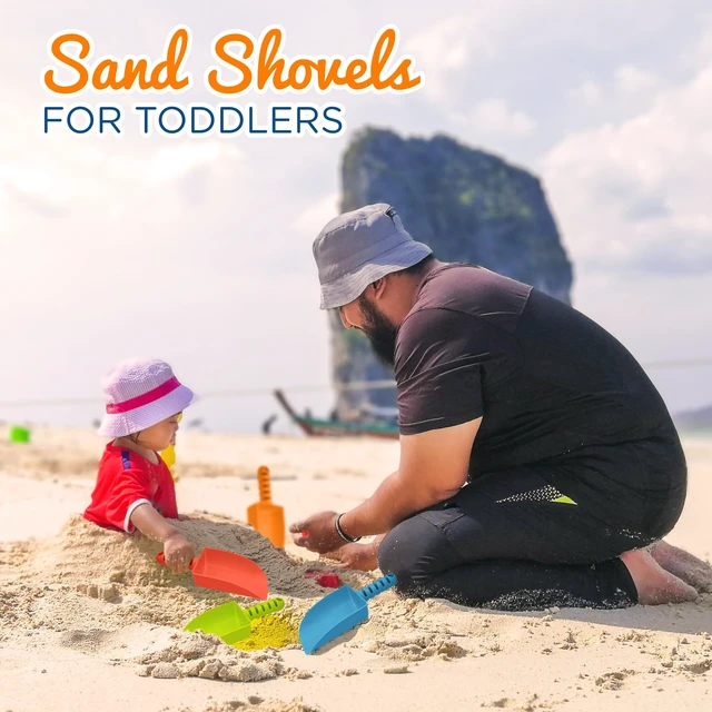 Alt view image 5 of 6 - 4E's Novelty Beach Shovels for Kids, 4 Pack, 8 Inch, Heavy Duty Plastic, Sandbox and Garden Digging Tools for Toddlers