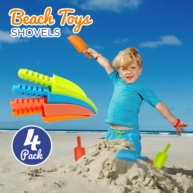 Alt view image 4 of 6 - 4E's Novelty Beach Shovels for Kids, 4 Pack, 8 Inch, Heavy Duty Plastic, Sandbox and Garden Digging Tools for Toddlers