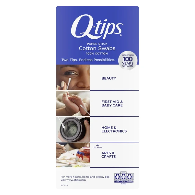 Alt view image 4 of 6 - Q-tips Cotton Swabs For Hygiene and Beauty Care Original Cotton Swab Made With 100% Cotton 750 Count